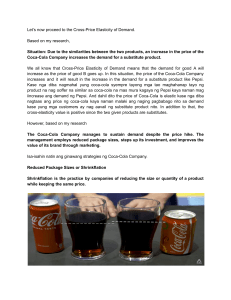 Coca Cola Company - Cross Price Elasticity Of Demand Analysis 