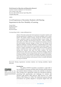 Lived Experiences of Secondary Students with Hearing Impairment in the New Modality of Learning