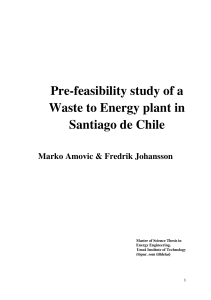 Pre-feasibility study of a Waste to Energy plant in Santiago de Chile