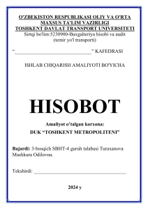 Ishlab chiqarish amaliyoti hisoboti