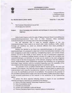 MoRTH Notification for New Materials 070613