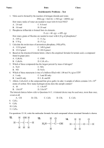 Stoichiometry Chapter Test
