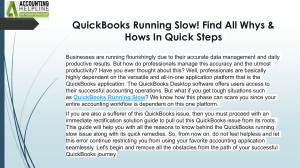 Ultimate guide to fix QuickBooks Desktop Running Slow issue
