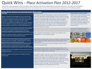 Quick Wins - Place Activation Plan 2012-2017