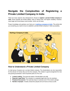  Navigate the Complexities of Registering a Private Limited Company In India