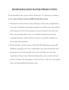 DEMINERALIZED WATER PRODUCTION