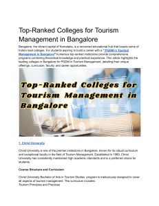 Top-Ranked Colleges for Tourism Management in Bangalore
