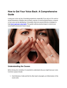 how to get your voice back (article 1)