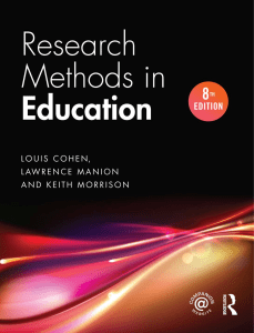 Research Methods in Education by Louis Cohen, Lawrence Manion, Keith Morrison 