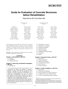 ACI Guide for Evaluation of Concrete Structures before Rehabilitation