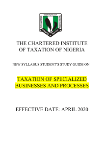 CITN Study Pack Taxation of Specialized Businesses
