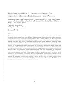Large Language Models: A Comprehensive Survey of its Applications, Challenges, Limitations, and Future Prospects