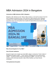 MBA Admission 2024 in Bangalore