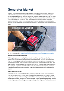 Generator Market Analysis, Dynamics, Forecast and Supply Demand 2030