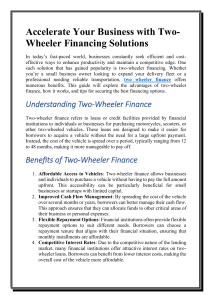Accelerate Your Business with Two-Wheeler Financing Solutions