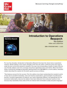 ISE Product Flyer Hillier Intro to Operations Research 11e