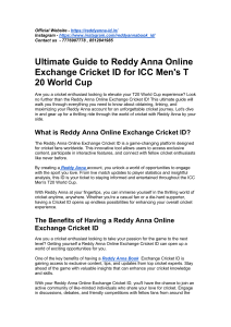 Unlocking Exclusive Features of Reddy Anna Online Exchange Cricket ID for ICC Men's T 20 World Cup Fans