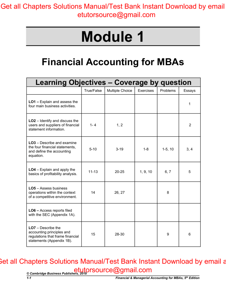 Test Bank For Financial & Managerial Accounting For MBAs, 6th Edition ...