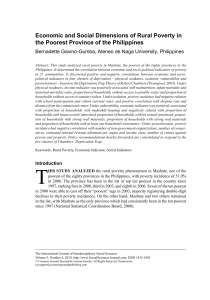 Economic and Social Dimensions of Rural Poverty in the Poorest Province of the Philippines