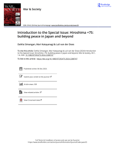Introduction to the Special Issue  Hiroshima  75  building peace in Japan and beyond