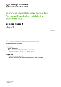 Science+Stage+9+Sample+Paper+1