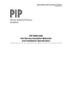 PIP INSH1000 HOT SERVICE INSULATION MATERIALS AND INSTALLATION SPECIFICATION