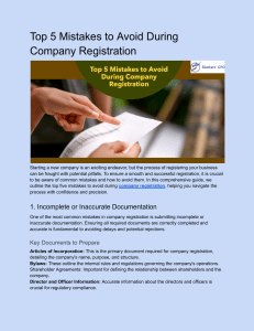 Top 5 Mistakes to Avoid During Company Registration