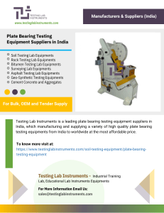 Plate Bearing Testing Equipment Suppliers in India