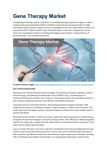 Gene Therapy Market 2023 Current Status and Challenges with Future Opportunities to 2030