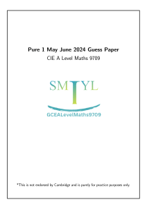 Pure 1 May June Guess Paper  With Answers 