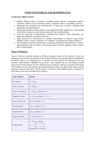 Types of Matrices and Determinants: Definitions & Properties