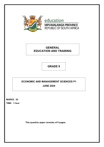 Grade 9 Economic and Management Sciences Exam Paper