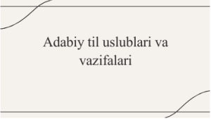 Adabiy til uslublari va vazifalari