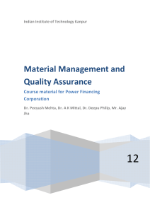 Material Mgmt and Quality Assurance