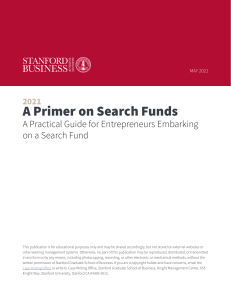 2021 Stanford search-fund-primer - Part II & III