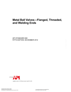 API 608-2012 Metal Ball Valves - Flanged, Threaded, and Welding Ends