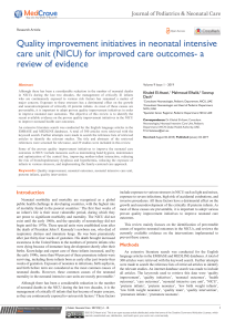 Quality improvement initiatives in NICU for improved care outcomes