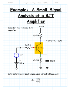 Example A Small Signal Analysis of a BJT Amp