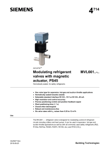 MVL661 Siemens Modulating refrigerant valves with magnetic actuator PS45