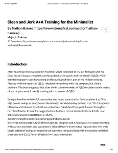 Clean and Jerk A+A Training for Minimalists