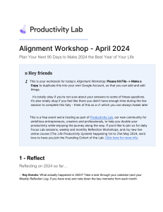 Productivity Lab  Alignment Workshop - April 2024 [Public]