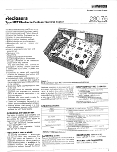 Reclosers Type MET Electronic Recloser Control Tester 280-76