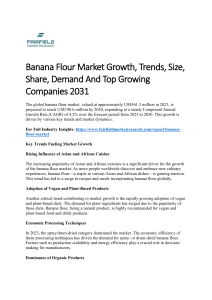 Banana Flour Market Growth, Trends, Size, Share, Demand And Top Growing Companies 2031