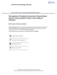 Perceptions of Academic Librarians Toward Open Source Library System OSLS Case Study of Pakistan