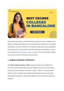 Top 10 Best Degree Colleges in Bangalore
