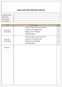 Safety Induction Form 1