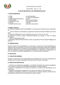 PLAN DE MEJORA DE LOS APRENDIZAJES 2024 MODELO INSTITUCIONAL