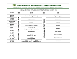 Lower Sec. 2024 Third Term EOT Timetable