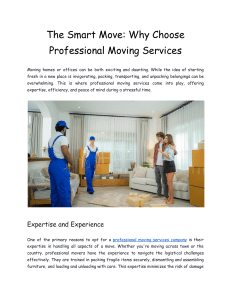 The Smart Move  Why Choose Professional Moving Services