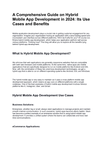 A Comprehensive Guide on Hybrid Mobile App Development